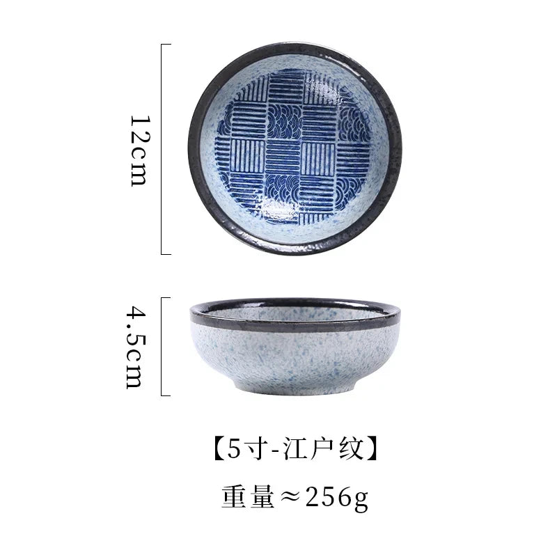 Japanese Ceramic Bowl Creative Sea Ripples Rice Bowls Restaurant Home Dessert Snacks Plate Home Kitchen Supplies Tableware