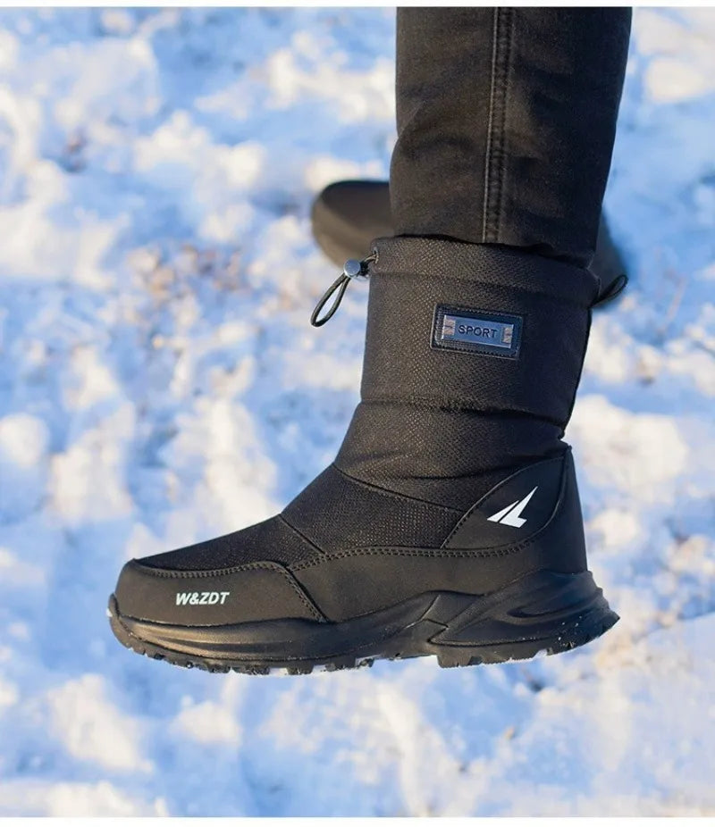 Winter Men's Boots Fashion High-top Casual Cotton Boot Thick Fur Plush Warm Snow Boots Non Slip Platform Boots for Men Botas2025