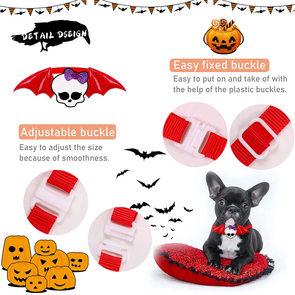 50/100pcs Halloween Dog Bowties Skull For Dogs Bow Tie  Samll Dog Cat Grooming Accessories Dogs Holiday Decoration Supplies