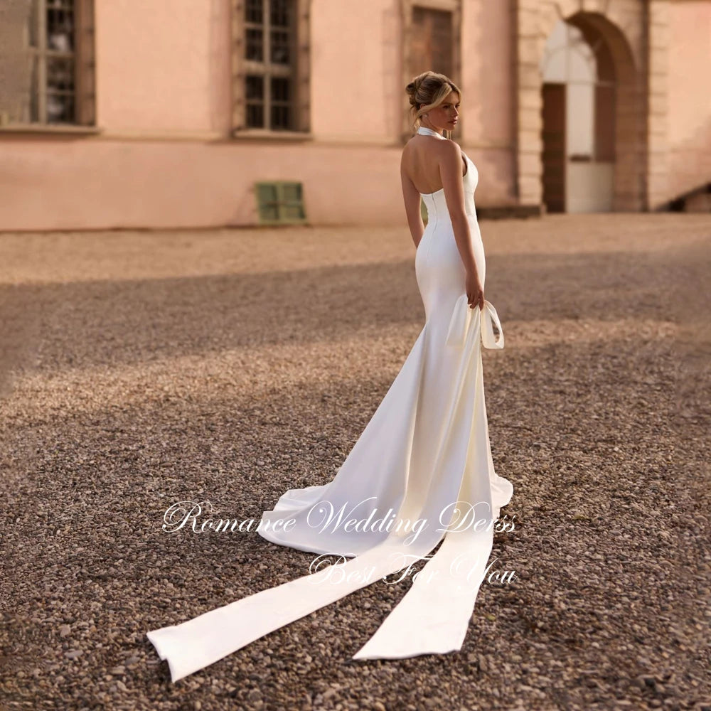 Modern Criss-Cross Halter Pleat Mermaid Wedding Dress Women 2026 Sleeveless Open Back Bridal Gown Vestidos De Novia Customized