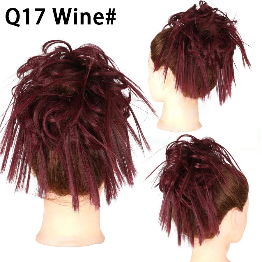 Synthetic Hair Bun Extensions Messy Curly Elastic Hair Scrunchies Hairpieces Synthetic Chignon Donut Updo Hair Pieces for Women
