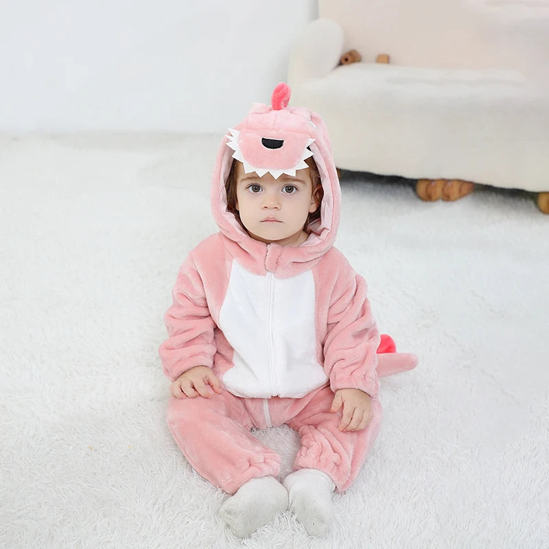 Halloween Baby Rompers Kigurumis Lovely Dinosaur Cartoon Pajamas Clothes Infant Boys Girls Baby Onesie Romper Newborn Hooded