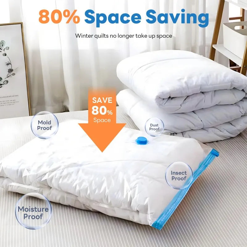Vacuum Bag for Clothes, Air Vacuum Bag with Pump, Travel Essentials, Space Saver Bags for Comforters Blankets Storage Organizer