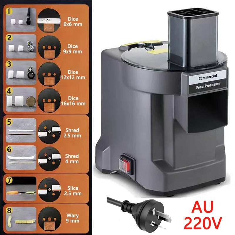 Commercial Vegetable Chopper 3 in1 Multifunctional Electric Cutting Machine Carrot Potato Slice Shred Diced Food Processor
