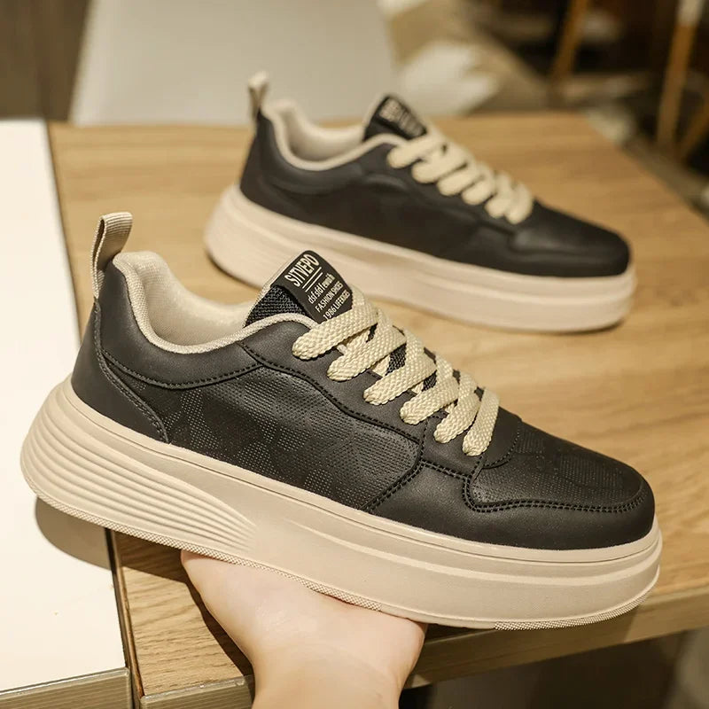 Men's Casual Sport Shoes Thick Bottom Invisible Heightening 10cm Rubber Outsole Synthetic Upper Breathable Lace-Up Sneakers