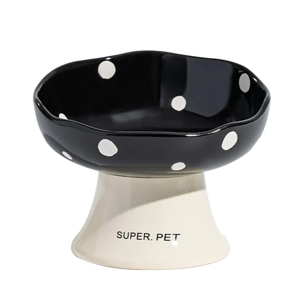 Ceramic Neck Protection Pet Bowl High Feet Slanted Mouth Mushroom Cat Bowl Anti-black Chin Anti-knockover Pet Food Bowl