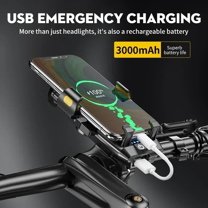 4-in-1 LED Bicycle Light 3000mAh Bike Headlamp Power Bank 400Lumen Handlebar Rechargeable Front Lamp MTB Road Cycling Flashlight