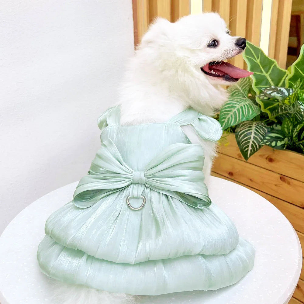 Dog Dress Girl Dog Clothes Pet Apparel Doggie Pink Bowknot Tulle Cat Sequin Clothing Pup Dresses Doggy Attire Birthday