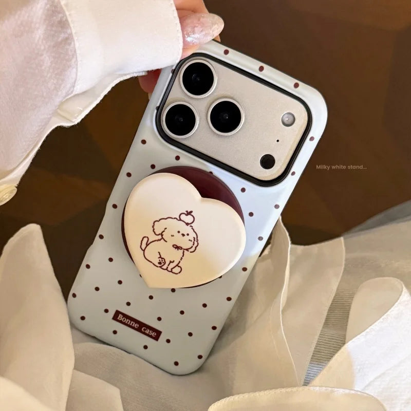 Korean Style Simple Polka Dot Magnetic Soft Phone Case For Magsafe IPhone 17 16 15 14 13 12 Pro Max Shockproof Protective Cover