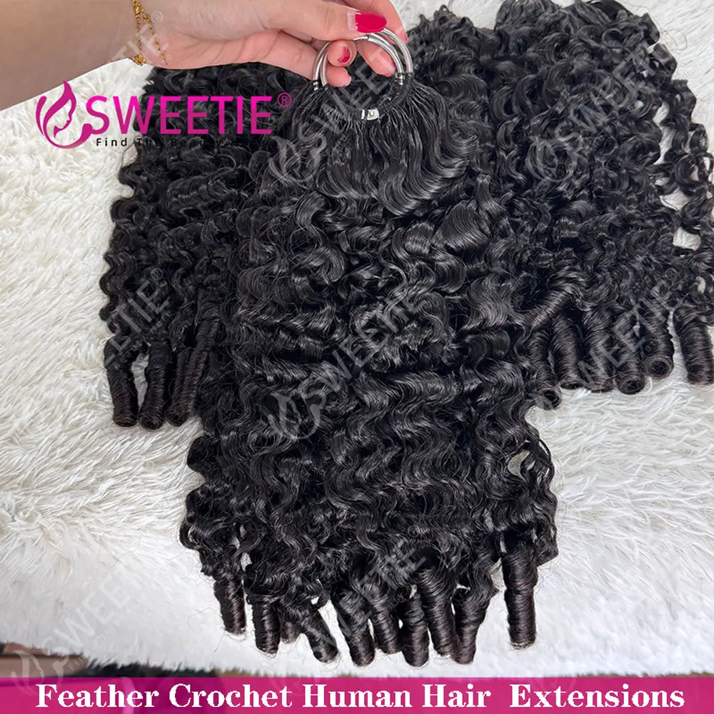 Crochet Human Hair Spanish Spiral Curly 12A Pixie Curly Virgin Human Hair Feather Crochet Hair Extensions For Braiding Invisible