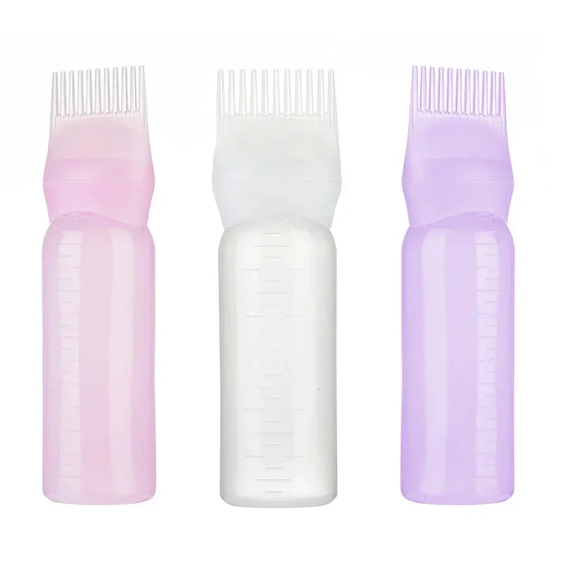 3pcs180ml Oil Scalp Applicator Root Washer Repeatable Filling Bottle Root Comb Applicator Bottle Salon Barbershop Accessories