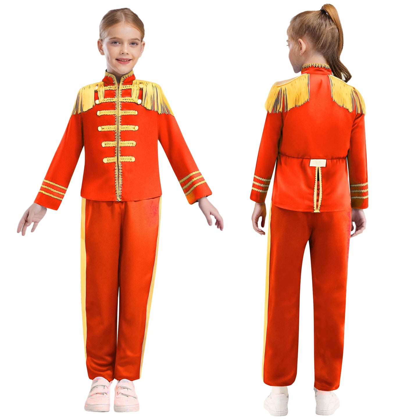 Kids Girls 60s Retro Hippie Rock Band Musician Costume Halloween Cosplay Carnival Party Circus Drummer Parade Tassel Jacket Coat
