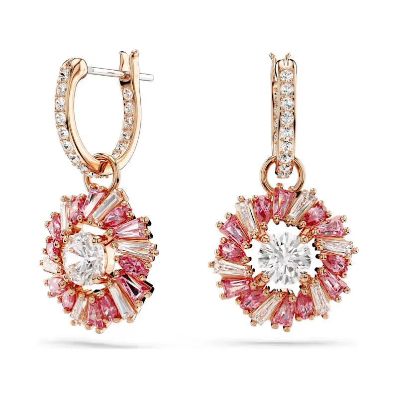 Snowflake Flowers Original New Sales Trend High Quality Jewelry Flower Sets Necklace Earring Ring Bracelet Pink Anniversary Gift