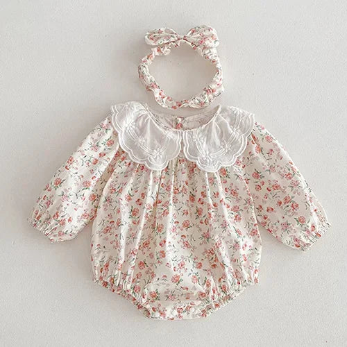 2025 New Spring Baby Sisters Dress 1-5Yrs Girl Party Dress Long Sleeved Cotton Rose Print Romper Sisters Kids Princess Dresses