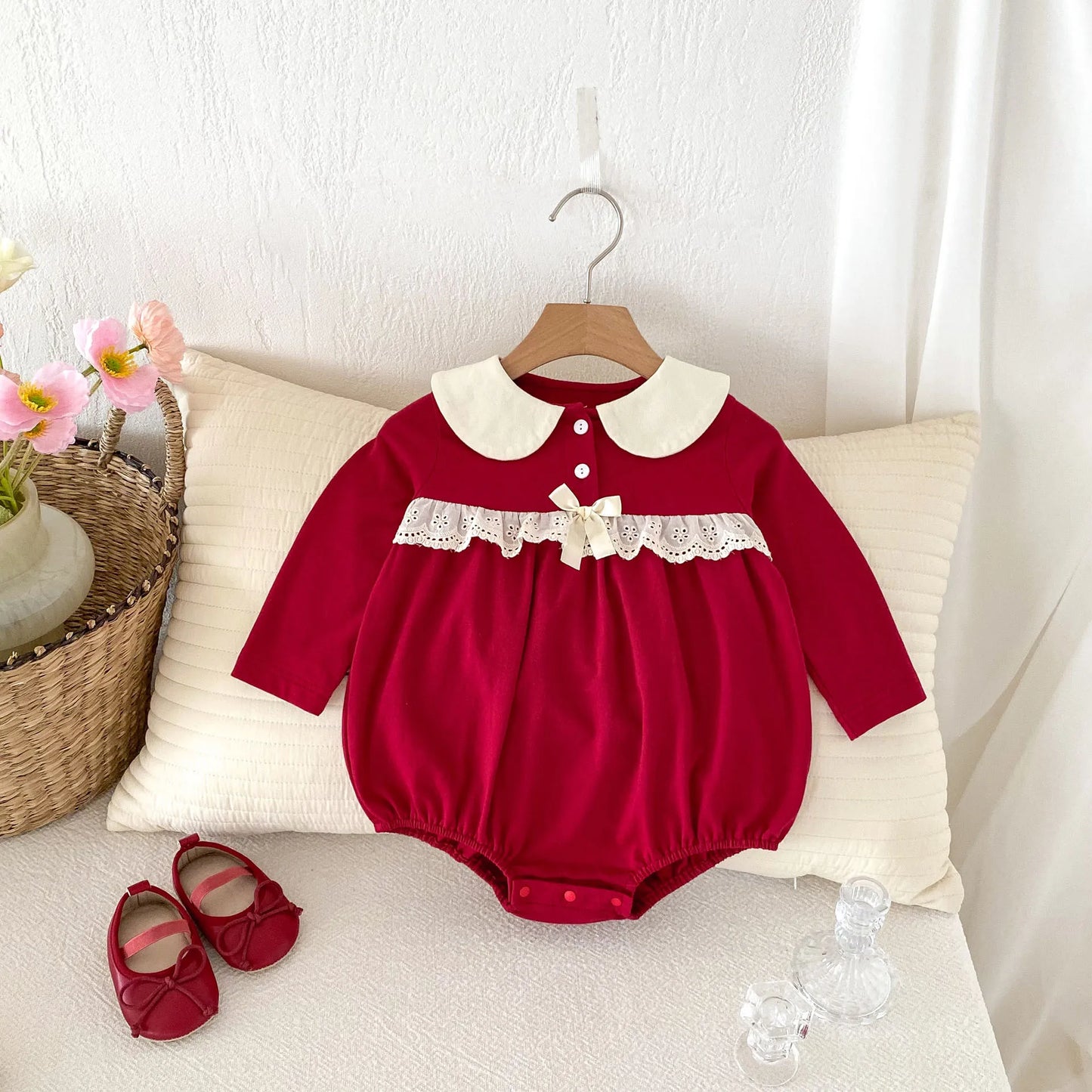 Infant Christmas Outfits Baby Romper Clothes Winter Red Santa Claus Knitted Newborn Infant Boy Girl Christmas Gift Jumpsuits+Hat