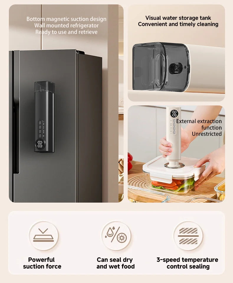 Multifunctional portable wireless vacuum sealer powerful suction Automatic food sealing machine USB Rechargeable Food Bag Sealer