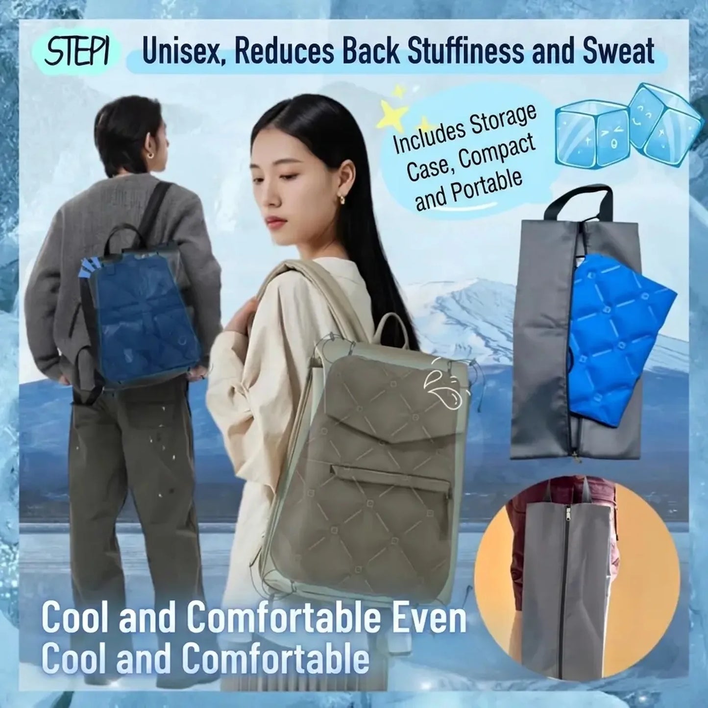 Summer cooling essential: PCM backpack ice pad, student backpack ice pad, 28-degree phase change ice