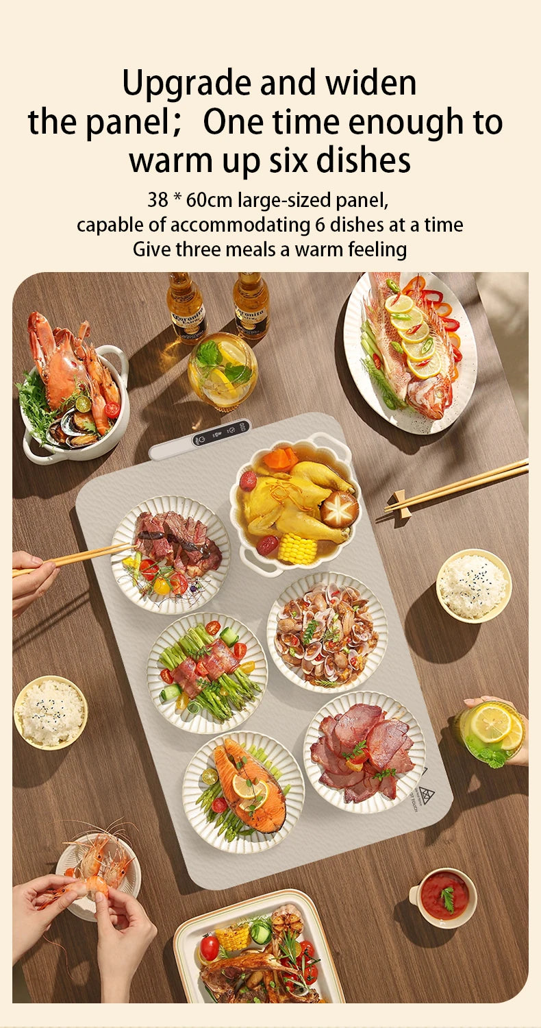 TINSOL Food Warmer Pad Foldable Silicone Heating Pad Portable Meal Cart Insulation Pad 8-Level Temperature Adjustment