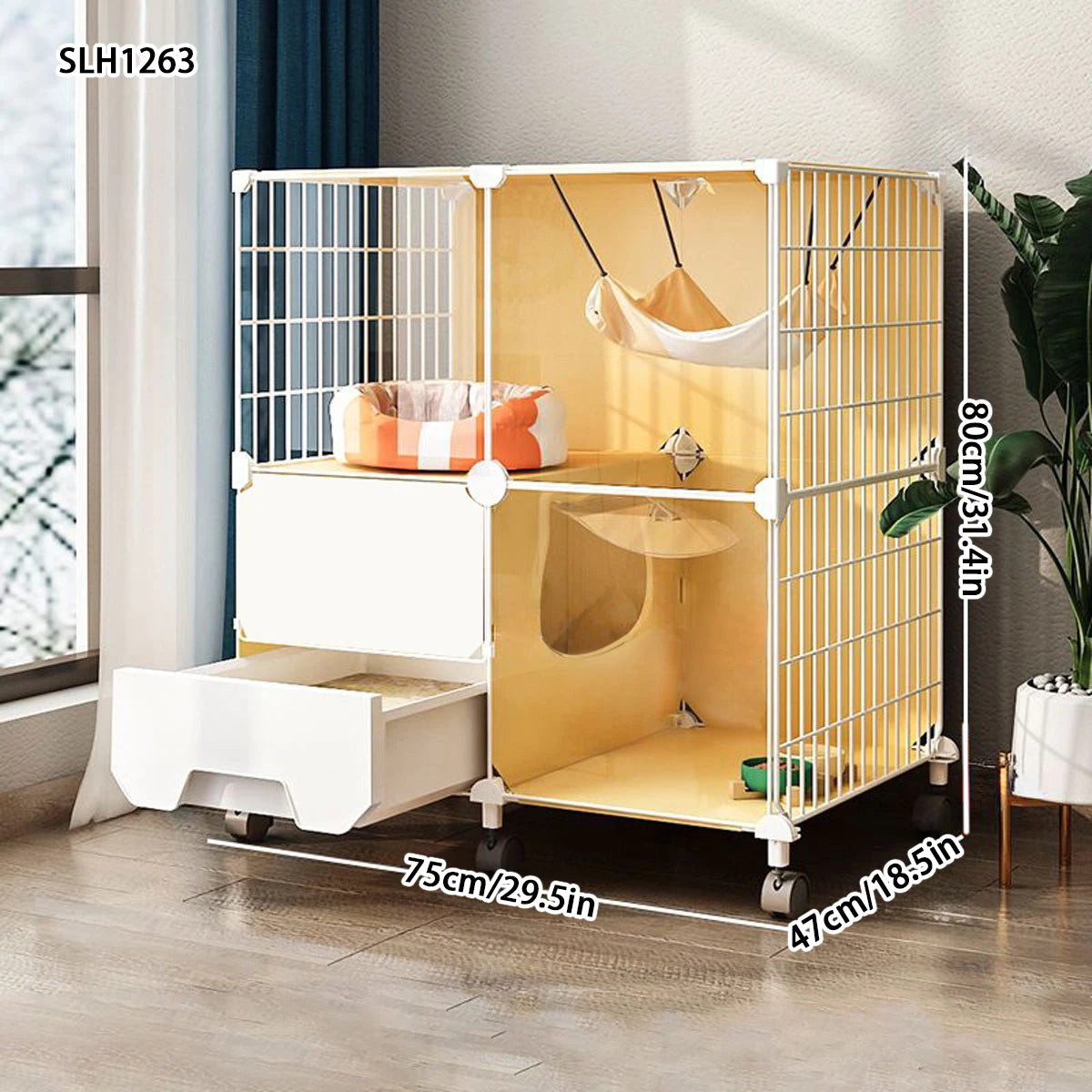 Cat cage with enclosed cat litter box indoor cat cage household cat cage with toilet integrated cat house cat house