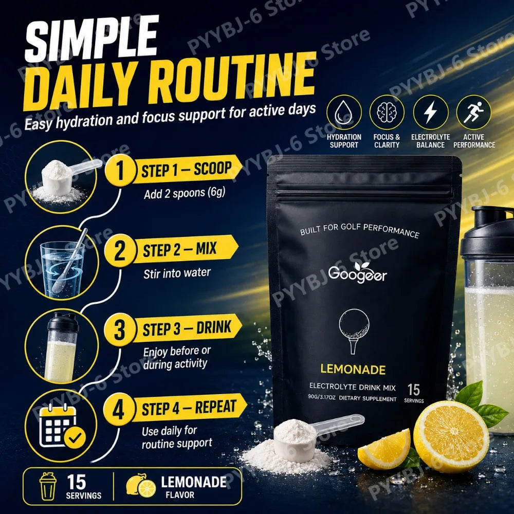 Lemonade Electrolyte Powder Hydration Supplement with Magnesium Potassium Sodium Vitamin B6 B12 Focus Support 15 Servings