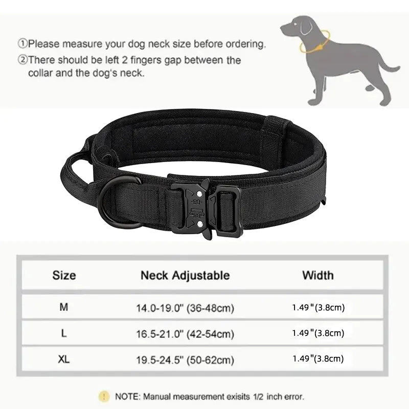 Pet Products Outdoor Tactical Dog Collar Metal Buckle Breathability Nylon Collar Medium and Large Dog Training Neck Collar Dog