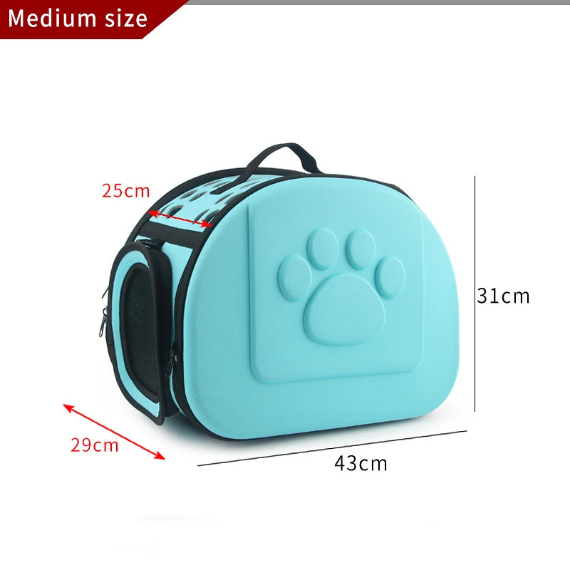 Foldable Portable Pet Carriers Bag EVA Multihole Breathable Dog Cat Carrier Bags Outdoor Travel Pets Cats Handbag Safety Zippers