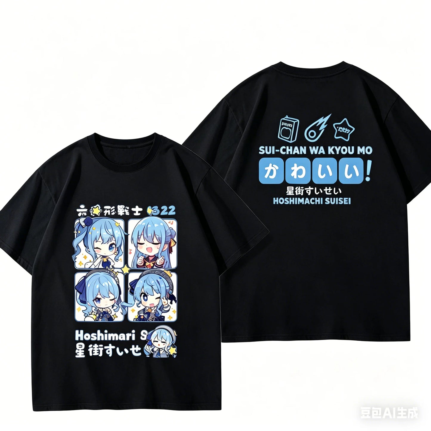Hoshimachi Suisei T-shirt personality Clothes New Model Anime T-shirt Yearround clothing Streetwear Plus Size Unisex hot product
