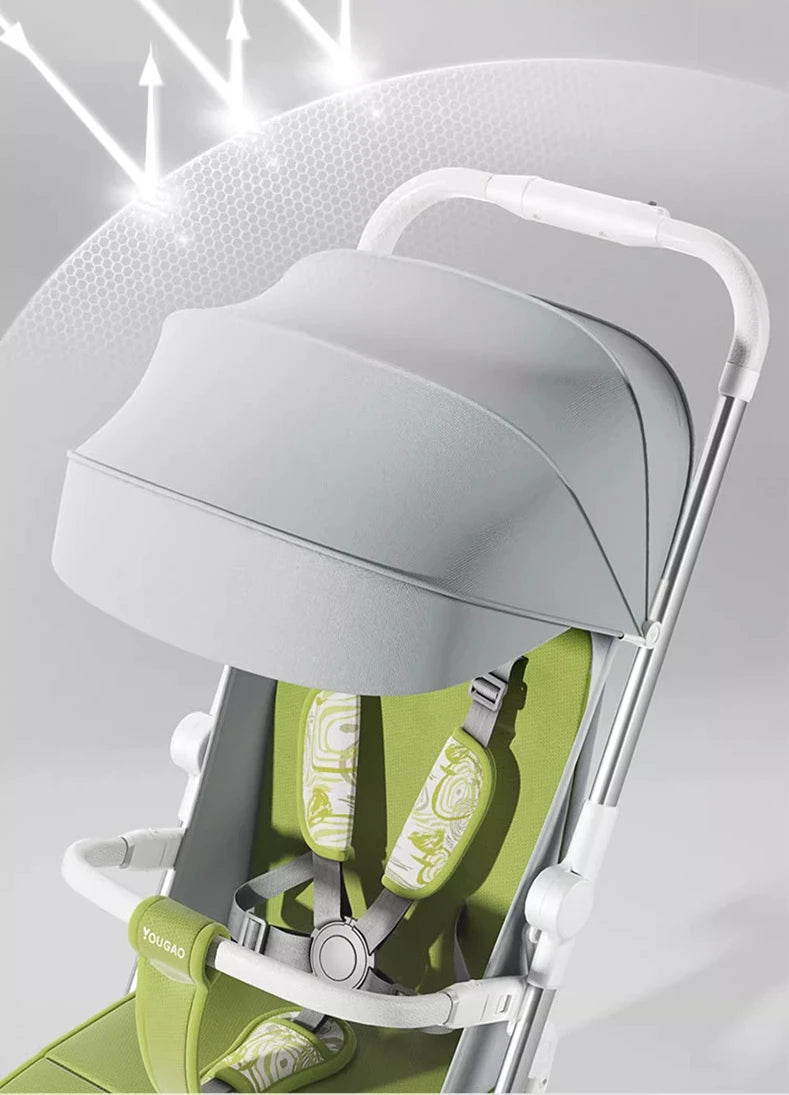 Foldable Four Wheels Cart Comfortable  Portable Lightweight Baby Stroller Can Sit or Lie Down Aluminum alloy Children's Cart