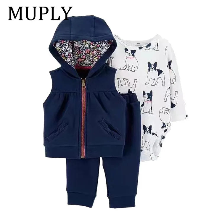 3-piece Suit Summer Baby Clothes Sets Baby Short Sleeve Shorts Cover Clothes Cute Girls Bebe Children Cotton 100% Clothing 6-24M