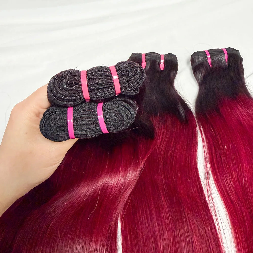 8-30 Inch T1B/99J Straight Human Hair Weaving Bundles 100g/Bundle High Quality Hair Extensions for Black Women
