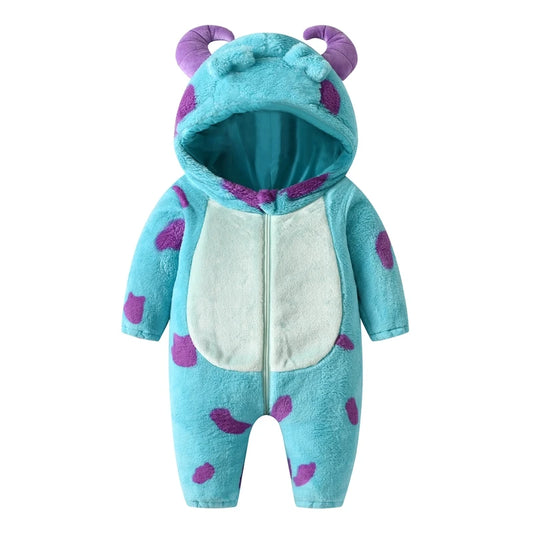 Toddler Baby Girl Boy Halloween Costumes Cartoon Animal Hooded Fleece Jumpsuit Romper Warm Fall Winter Clothes
