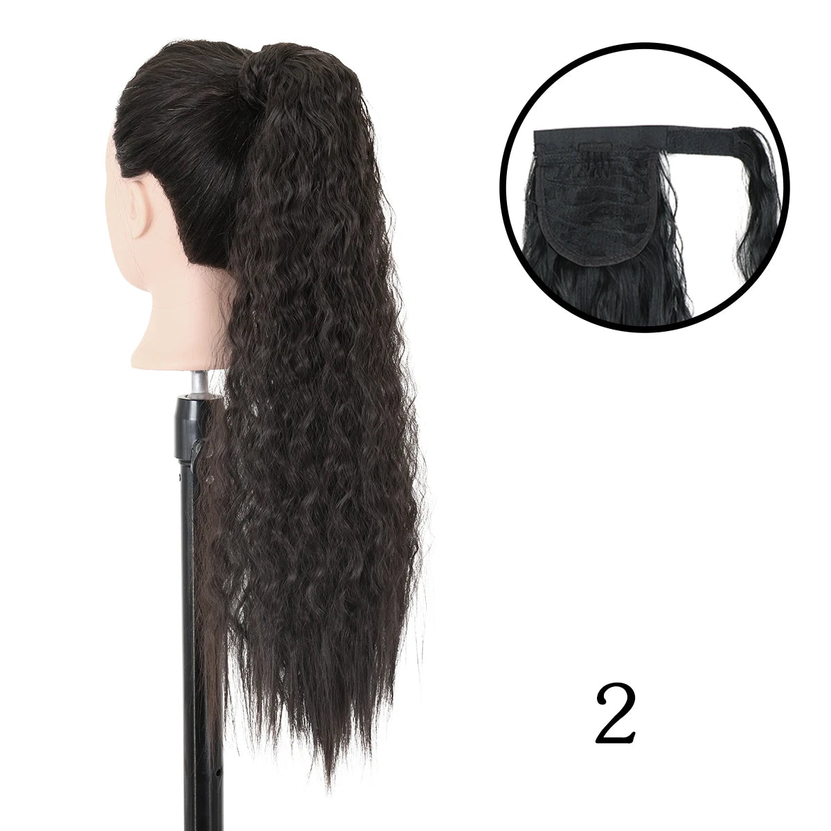 LANSA Synthetic Long Curly Ponytail Natural Puff Wrap Around Clip In Ponytails Hair Extensions Black Brown Ponytail For Women