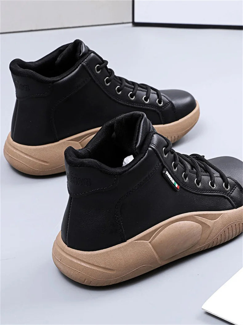 CINESSD Version of High-top Shoes for Female Students Trend of Casual Running Shoe Comfortable Lace-up Sneakers Female Shoes