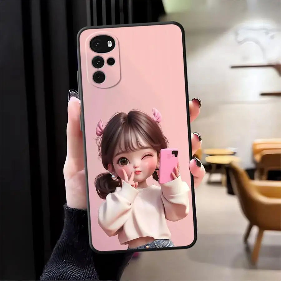 Cartoon Girl Pattern Phone Cover Case for Motorola Moto G50 G60s G32 G71 G52 G22 Edge40 G53 G30 Edge 20 Pro 30 Lite G51 G73