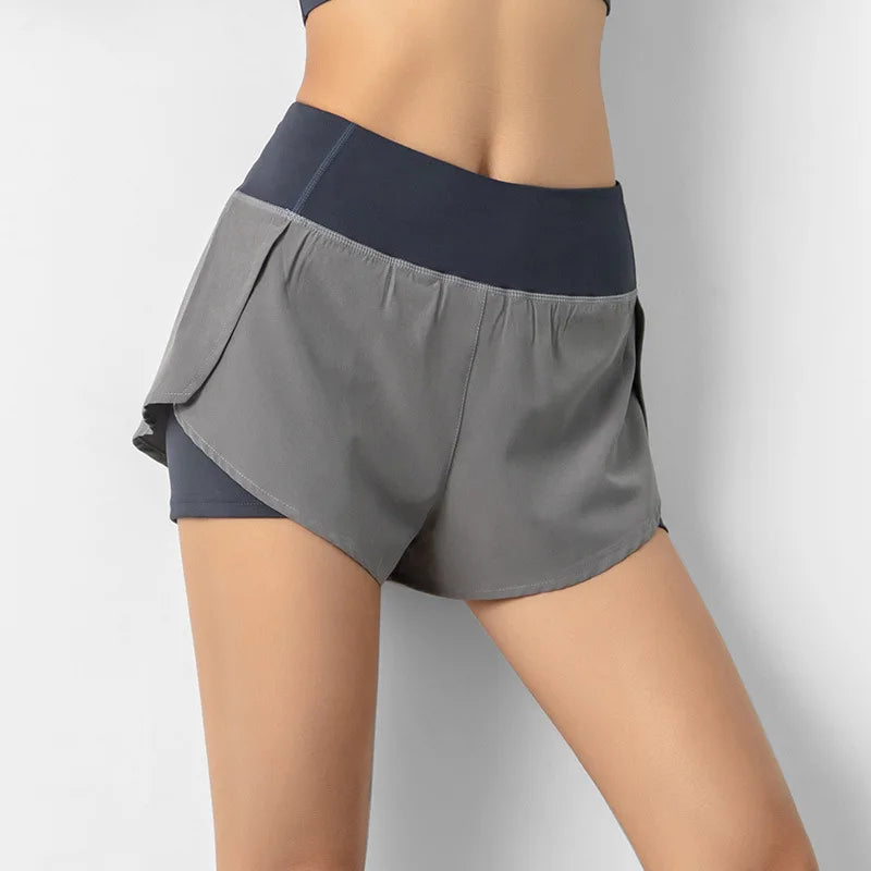 Hot New Sport Shorts Women Sportswear Double-deck Running Shorts Yoga Bottoms Summer Gym Fitness Training Jogging Short Pants