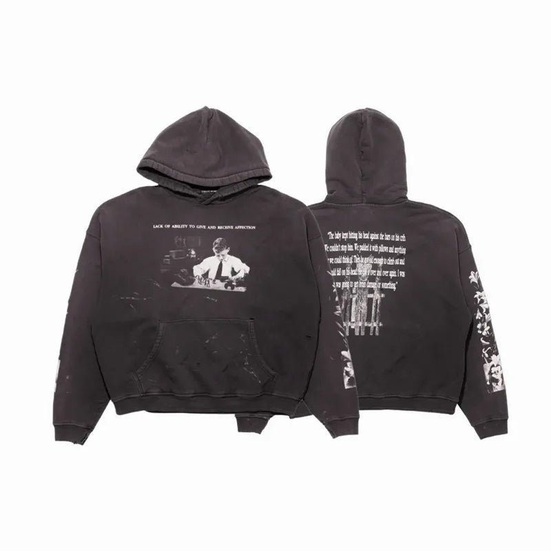 Ripped Streetwear Hooded Loose Casual Men Women Pure Cotton Hoodies Sweatshirt Best Quality UK erd Hoodies