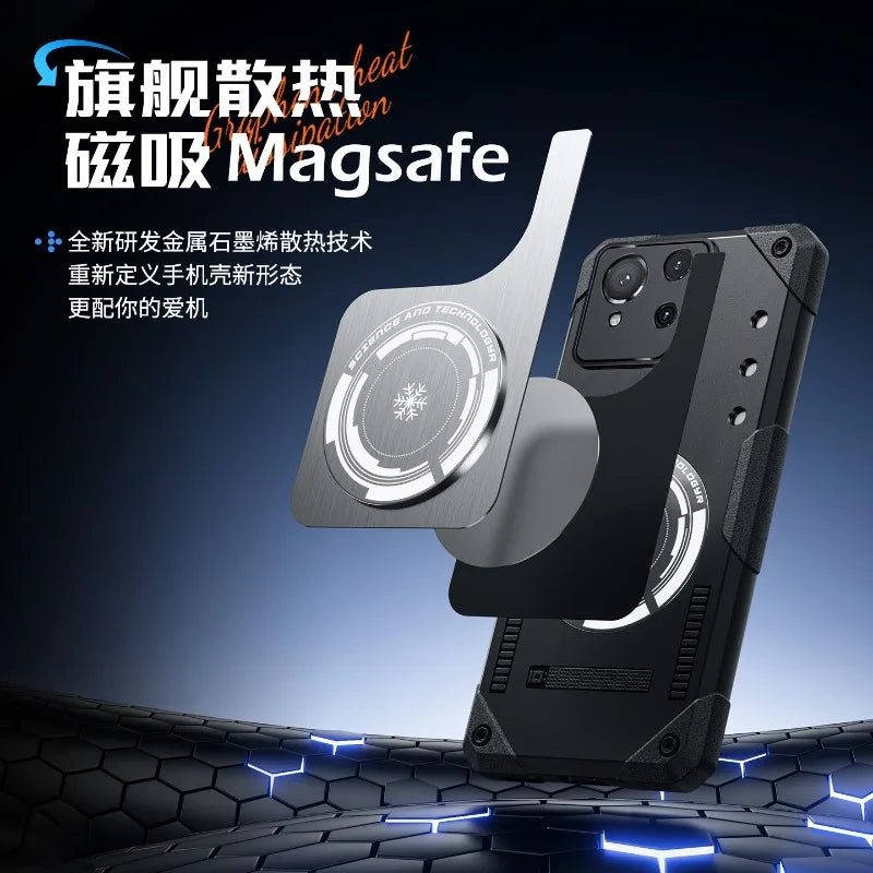 For ASUS ROG Phone 9 Case Simple Magnetic For MagSafe Built In Metal Heat Sink Cover For ASUS ROG Phone 9Pro Shell Non-Slip