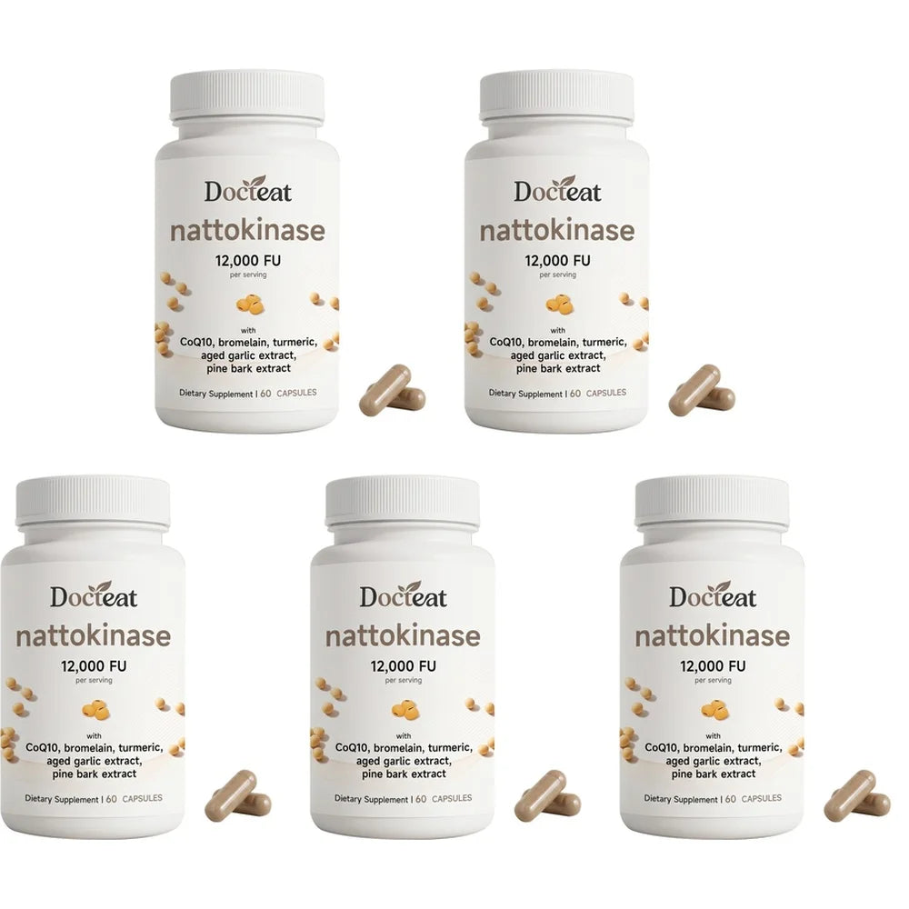 Docteat Nattokinase 12000 FU with CoQ10 Bromelain Turmeric Supports Healthy Blood Flow and Antioxidant Defense 60 Capsules