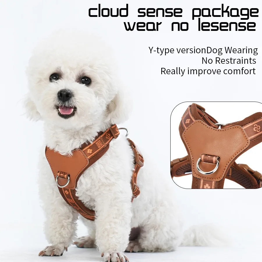 Pet Dog Harness with Durable Webbing  Anti-Deformation Alloy Ring 4 Points Adjustable Breathable Reflective Pet Leash Small Dog
