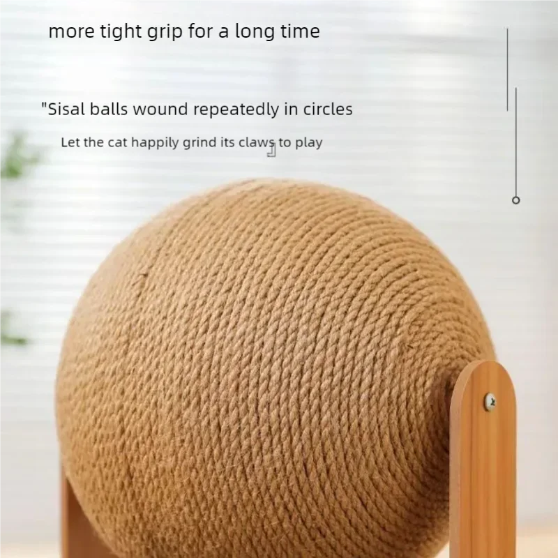 2 In 1. Cat Scratching Ball Wooden Cat Scratcher. Natural Sisal Scratch Board Scratching Column, Wear-Resistant Paw Wood Scraper