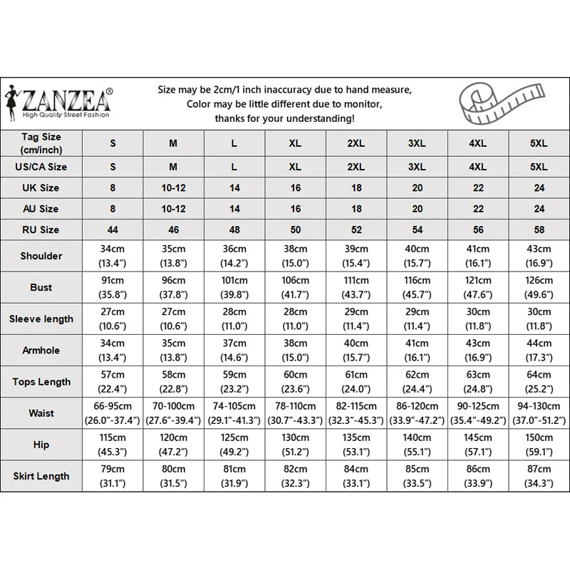 ZANZEA Vintage Outfits Women Fashion Office Dress Sets Solid Shirts A-Line Pleated Maxi Skirts Casual Suits 2025 Matching Sets