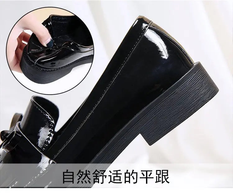 Black Patent Leather Women's Loafers Platform Slip on Shoes for Women 2025 New Spring British Tassel Casual Flats Shoes Woman