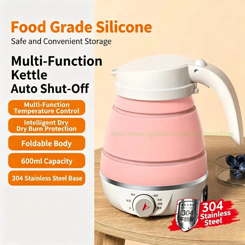 Baby Food Grade Silicone Portable Electric Kettle Folding Kettle Automatic Power-Off Electric Automatic Kettle  for Home Trip