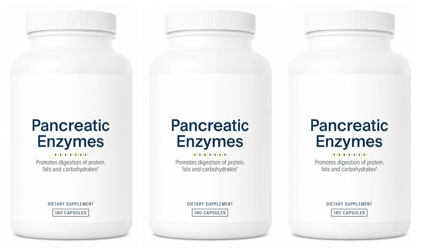 Digestive Enzyme Supplement 180 Capsules Pancreatic Enzyme Blend Protease Amylase Lipase Supports Protein Fat Carb Digestion