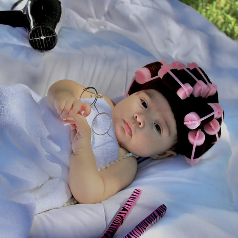 Soft Crochet Toddler Curler Hat Old Lady Costume Wig Baby Kids Dress Up Funny Granny Costume Photo Prop Halloween School Play