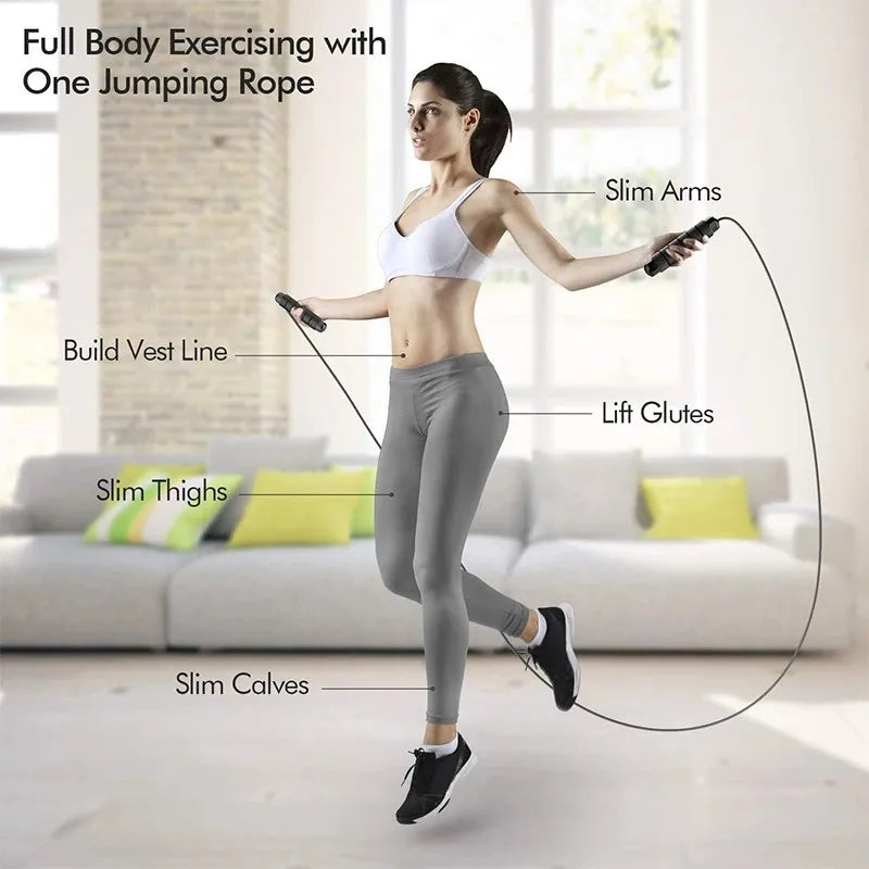 Fitness Adjustable Jump Rope, Workout Jump Rope, Tangle-Free Fast Jump Rope, Ball Bearing Swivels for Men and Women, Aerobic