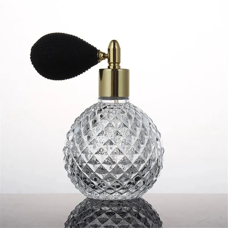 50/100ml Portable Vintage Crystal Glass Perfume Bottle With Airbag Atomizer Empty Cosmetic Container Refillable Spray Bottles