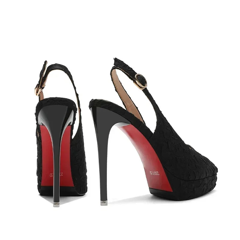 Women Baotou Platform Sandals Block High Heels Solid Shoes Sexy Party Stiletto Heel Women Dress Shoes Sandalias De Mujer 2024