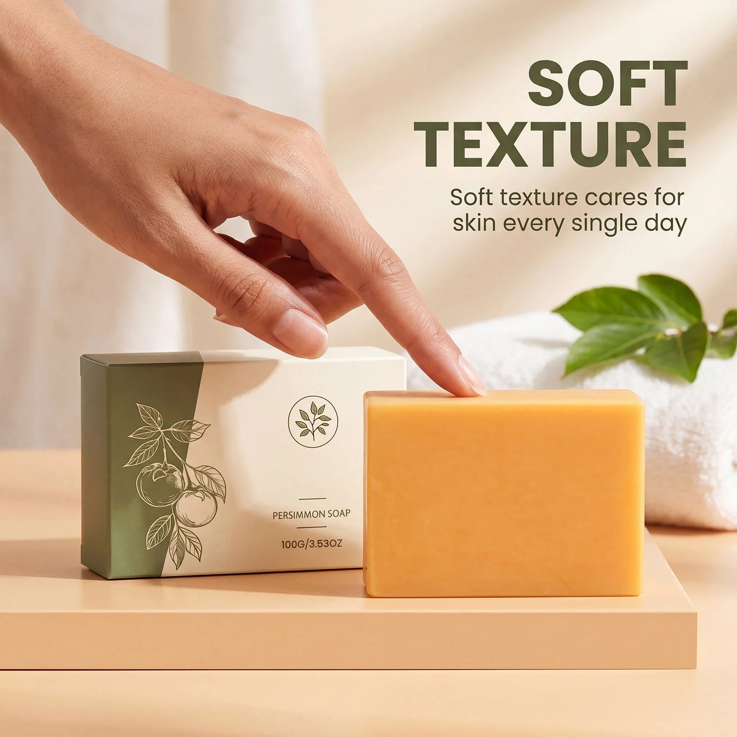 Persimmon Soap Bar Deep Cleanse Pores Remove Body Excess Oil Refreshing Skin Lasting Moisturizing Fruity Aroma Bathing Spa Soap