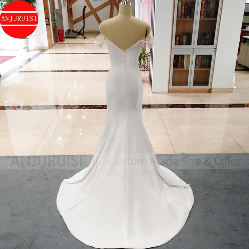 Off The Shoulder Soft Satin Mermaid Wedding Dresses For Women 2025 Bride Gown Vestido De Novia Simple Suknia Ślubna Robe Mariage